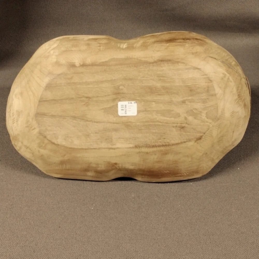 Rustic carved teak tray/basket